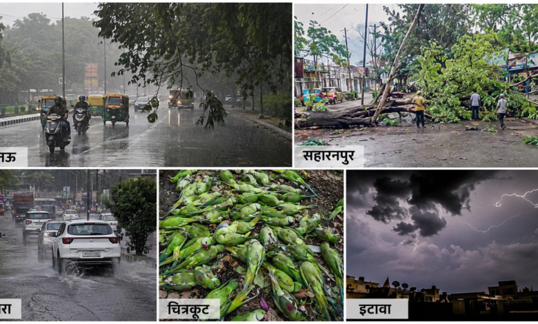 उत्तर प्रदेश में आंधी-बारिश और बिजली गिरने से 31 लोगों की मौत। 75 जिलों में मौसम विभाग का अलर्ट जारी। जानिए अगले 5 दिनों का मौसम पूर्वानुमान और ताजा अपडेट।