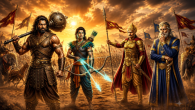 बलराम, बर्बरीक, रुक्मी और विदुर का कुरुक्षेत्र युद्धभूमि पर सिनेमैटिक चित्रण